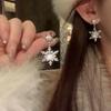 Exquisite Romantic Zircon Snowflake Tassel Dangle Earrings for Women Christmas Sweet Fashion Crystal Stud Earrings Jewelry Gifts