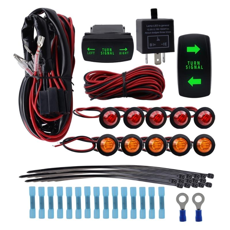 ATV Turn Signal Kit with Street Turn Signal Light Switch Flasher for Can-Am Rhino Teryx