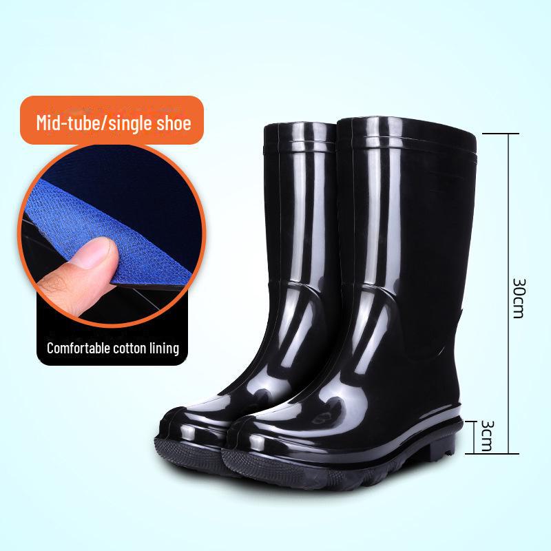 2025 Men's Waterproof Non-Slip High-Top Mining Boots with Thick Soles and Reflective Strips for Coal Mine Protection