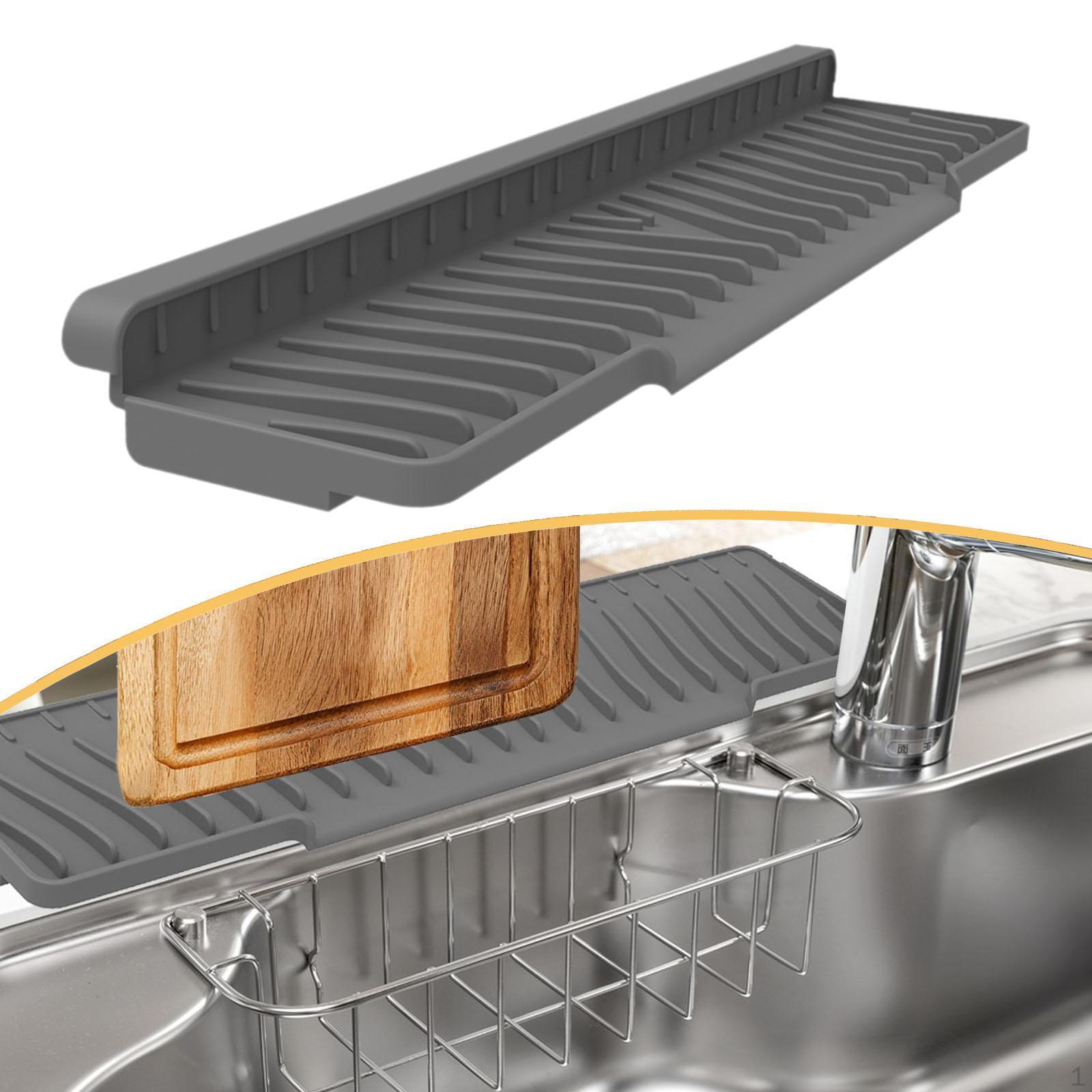 Dish Drying Mat Silicone Pad Kitchen Sink Faucet Sponge Holder Guard Flexible Anti