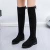 Plus Size Women's Long Tube Boots Autumn/Winter New Elastic Slimming Boots Flat Bottom Fleece-Lined High Tube Boots Woman Shoes