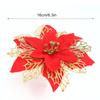 5-20pcs Christmas Artificial Flowers Glitter Xmas Tree Ornament Red Gold Poinsettia Flower Head Home New Year Party Decoration