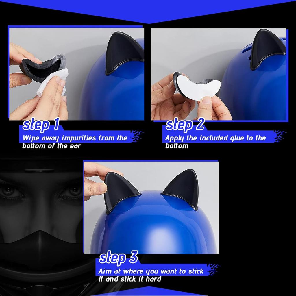 Lewtemi 4 Pairs Helmet Devil Horns Motorcycle Helmet Accessories Cat Ears Devil Wings Horns with Adhesive Suction Cup Ski Bike Accessories for Women