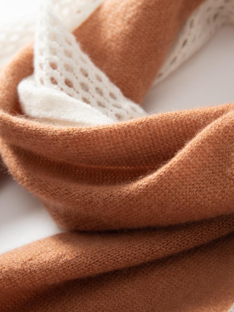 Spring 100% Cashmere Scarf Openwork 2 Tones Patchwork Scarves Shawl Cashmere Women Must Have Light Outer Wraps Autumn 160*35cm