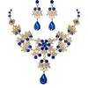 DIEZI Luxury Wedding Bridal Purple Pink Crystal Necklace Earrings Jewelry Sets For Women Fashion Water Drop Rhinestone Jewelry