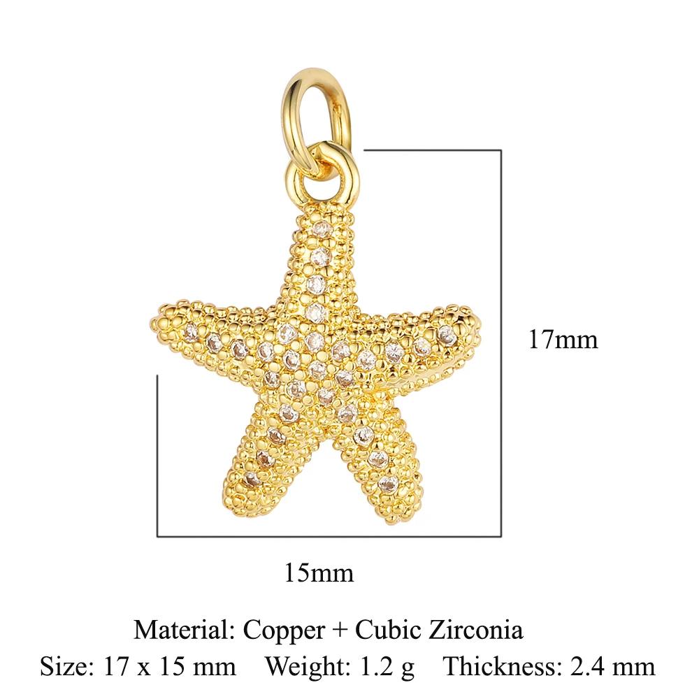 Trendy Brass Cubic Zirconia Life Tree Crown Charm Women Fish Paw Cow Pendant DIY Jewelry Bracelet Earring