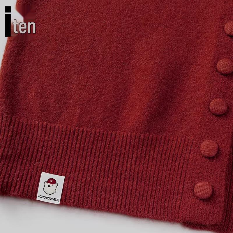 :CHOCOOLATE Women's Relaxed High-Neck Cardigan
