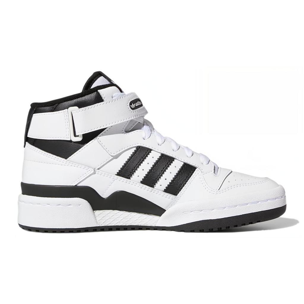 Adidas Originals FORUM Mid J Abrasion Resistant High top Kids' Skateboarding Shoes White Black Teenagers FZ2083