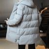 Men's Solid Color Hooded Cotton Jacket – Mid-Length, All-Match Winter Coat