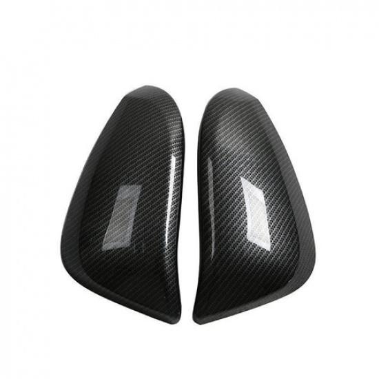 2xCarbon Fiber Style Side Door Mirror Cover Trim For Toyota Hilux Revo 2015-
