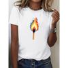Ignited Matchstick Colorful Flame Pure Women'S T-Shirts Are Comfortable and Harajuku Short Sleeve Clothes