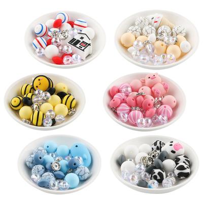 New 31Pcs/Set 3D New Silicone Focal Beads Round Bead For Jewelry Making DIY Beaded Pen Keychain Necklace Bracelet Accessories