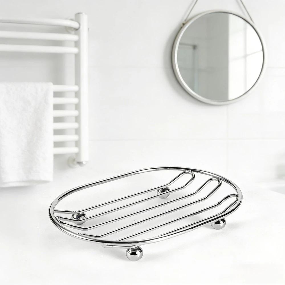 Metal Soap Dish Drainage Rack Rust Resistant Bathroom Shower Soap Holder Bathroom Accessories Minimalist Style Home Decoration