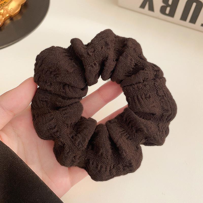 

New Solid Color Bubble Wrinkle Soft Scrunchies Women Hair Ties White Simple Large Elastic Hair Bands Fashion Green Headwear 10CM кофейный