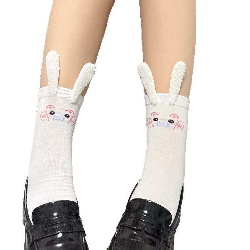 Ladies Autumn and Winter New Lovely Sweet Cartoon Rabbit Ears In Tube Socks