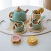 Set Wooden Tea Toddlers Play Party Children Food Dessert Tray Kitchen Teapot