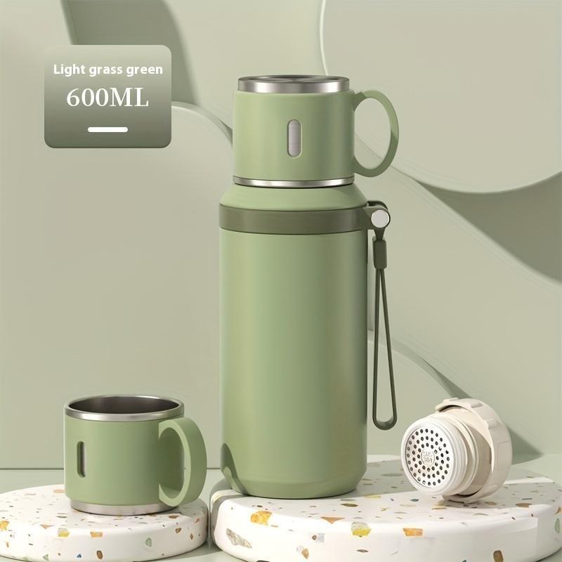 600ml Sport-Thermosflasche 316 Edelstahl Isolierte Thermoskanne Auslaufsicher mit Klappdeckel für Fitnessstudio, Radfahren, Wandern