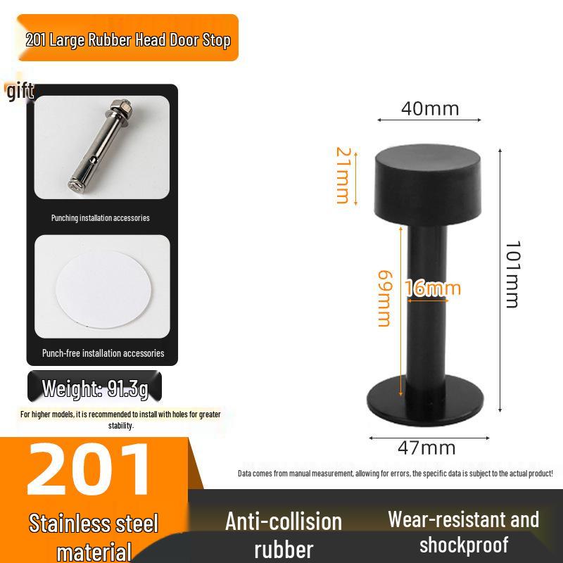 Stainless Steel Wall/Floor Mount Anti-Collision Door Stopper with Thickened Base