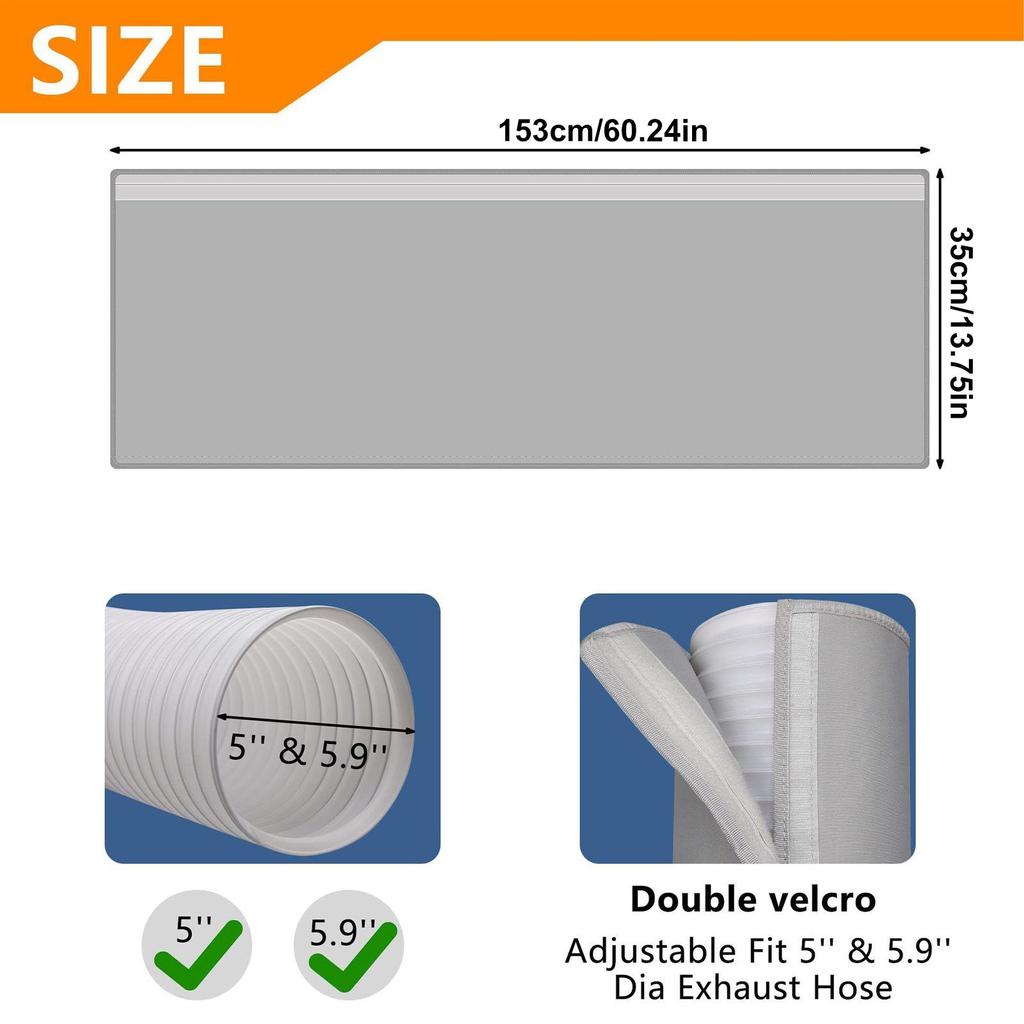Portable AC Hose Insulation Sleeve Portable Air Conditioner Hose Cover Wrap,Fits for 5Inch 5.9Inch Diameter Exhaust Hose