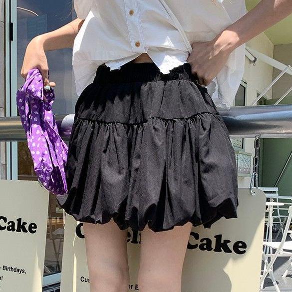 Korean Style High Waist Pleated Bud Skirt - Women's Versatile Summer Anti-exposure Short Skirt