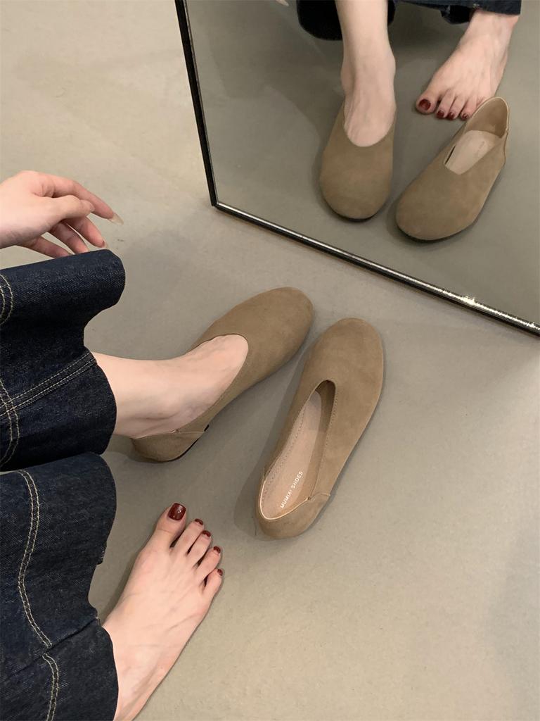 Women Loafers Retro Round Toe Suede Flat Shoes Summer Slip on Casual Shoes Female Zapatos De Mujer Moccasins Driving Loafers