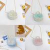 Childrens Canvas Bag With Artificial Pearl Handle And Butterfly Cartoon Pattern For Daily Use