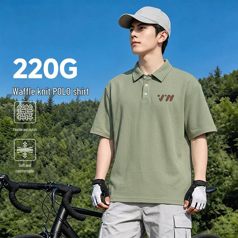 XueZhongFei Men s Waffle Knit Short Sleeve Polo Shirt 3XL