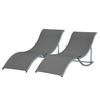 Set of 2 S-shaped Foldable Lounge Chair Sun Lounger Reclining Outdoor Chair for Patio Beach Garden, Grey
