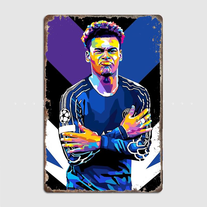 Désiré Doué Fußballspieler Retro Poster Metallschild Poster Bar Innenraum Schlafzimmer Wandkunst Heimdekor Raumdekoration