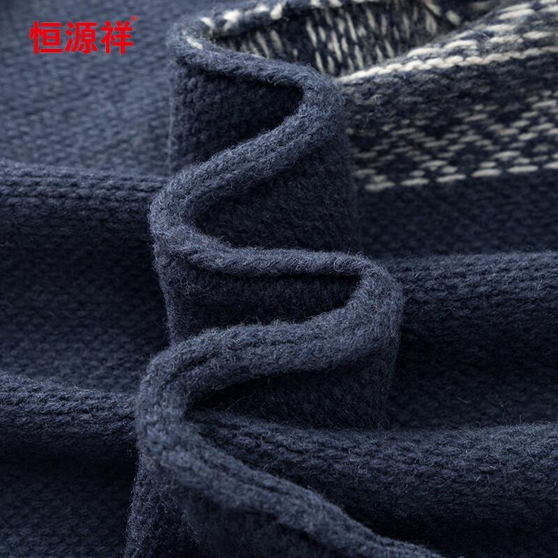 Hengyuanxiang Men's Thick 100% Wool Crew Neck Sweater