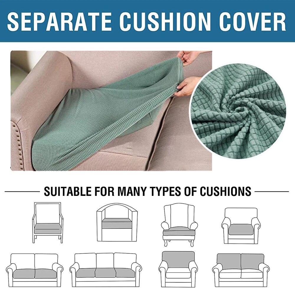 New Jacquard Sofa Seat Cushion Cover Polar Fleece Chair Covers Stretch Washable Removable Slipcover Sofa Protector 1/2/3/4 Seat