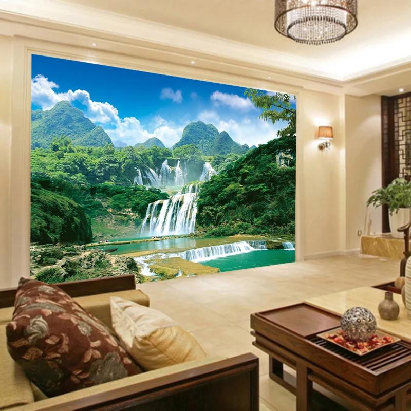 Fototapet 3d Natura Peisaj Tapet Verde Munte Cascada Tapet Decor Home
