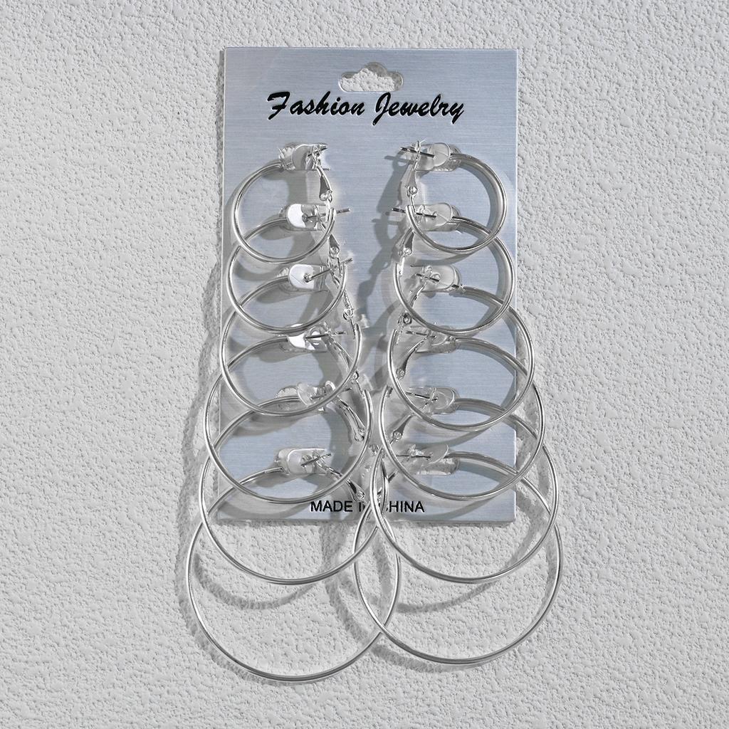 6 Pairs/Set Of Versatile Smooth C-Ring Earrings, With Different Sizes Of Ear Ring Combinations, Simple And Stylish Slimming Earrings
