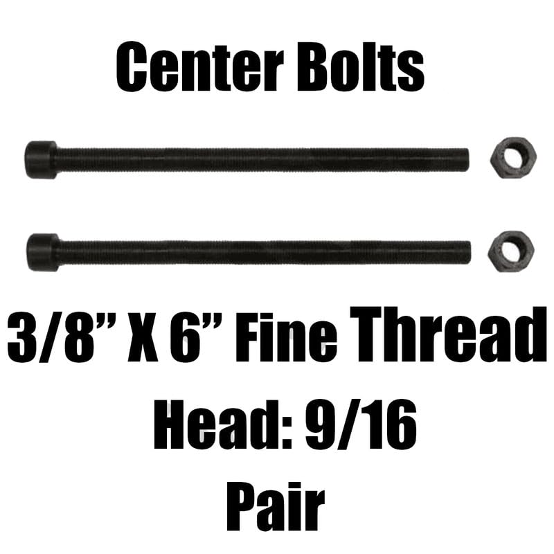 Leaf Spring Center Bolt - 3/8 x 6 (Pair) Fine Threaded Leaf Bolts with Nuts Placement on Vehicle Front, Left, Rear, Right