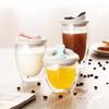 350ml/450ml Double Glass Cup Household Transparent Coffee Mug With Lid Kitchen Milk Beverage Coffee Cup Drinkware