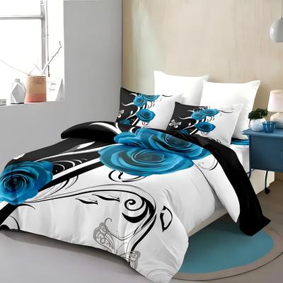 Farfalla Bianca Fiore Blu Copripiumino Stampato 3D Bella Copertura Floreale per Letto Federa Tessuti per la Casa di Lusso Copripiumino