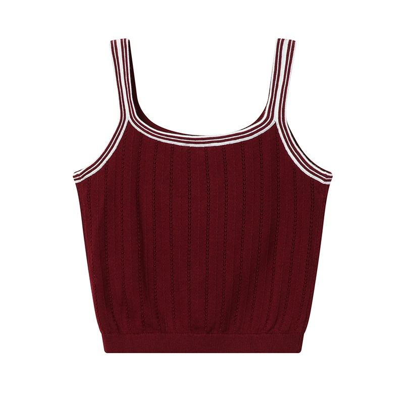 FILA Heritage Simple Fashion Retro Classic Casual Versatile Comfortable Fitted Woven Vest Women tops Sand-Red F11W618102FWI