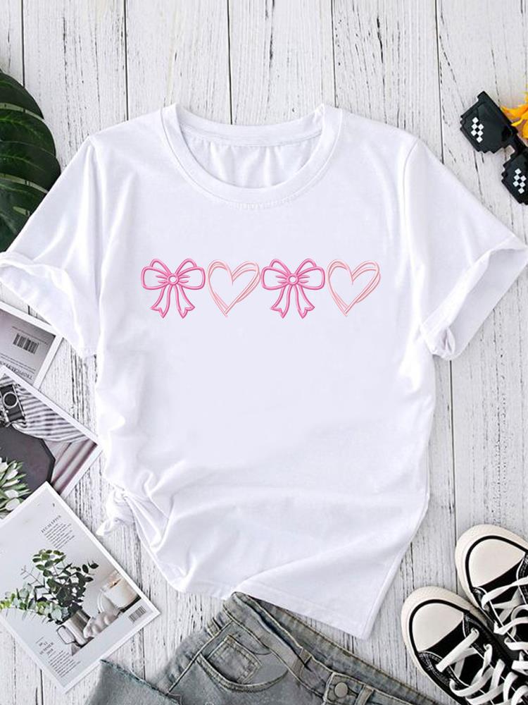 (Asian Size) flower sweet trend Women's Top T Clothing Print Short Sleeve T-shirts Fashion Female Casual O-neck Graphic Tee