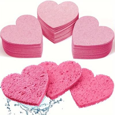 Set bureți faciali inimă 10 buc- moale, reutilizabil pentru curățare delicată, exfoliere și demachiere