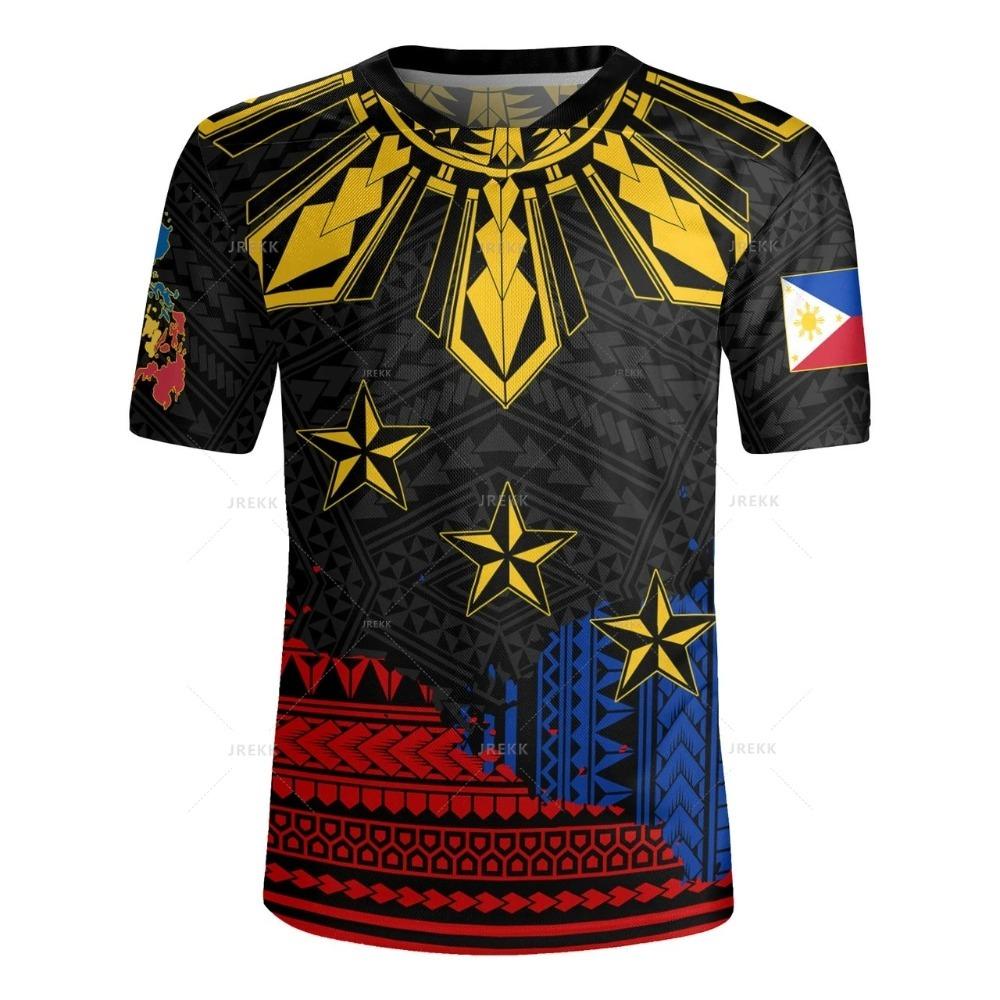3D Polynesian Philippines Filipinos Rugby-Jersey Printed V-Neck T Shirt Pride To Be Filipinos Graphic V Neck T-shirts Tee Shirts XXS