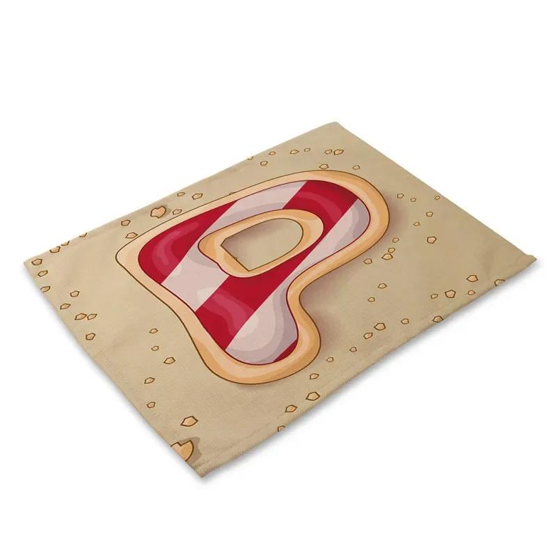 45X30cm Letter Pattern Kitchen Placemat Dining Table Mats Tea Coaster Cotton Linen Pads Bowl Cup Mats for Home Decor Gifts