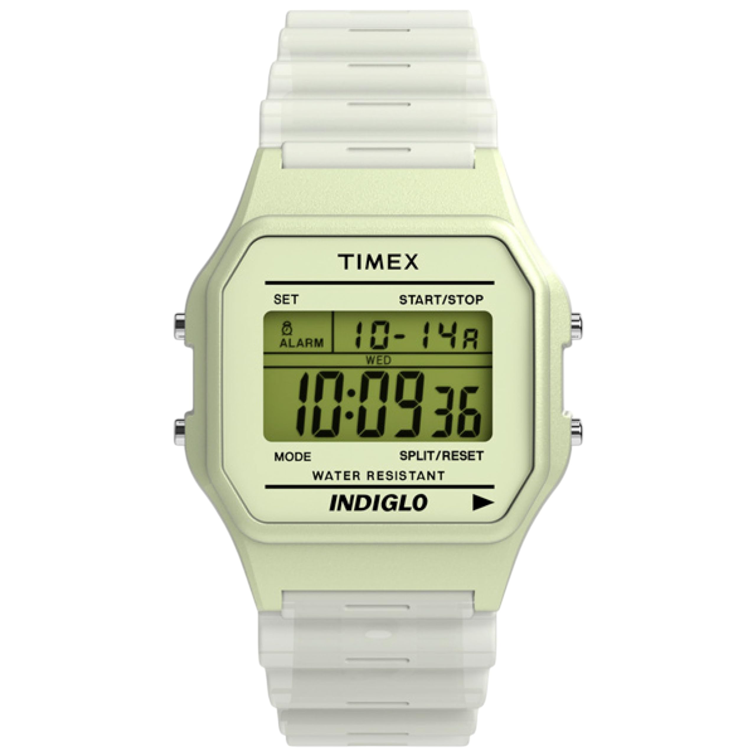 Кварцевые часы TIMEX 80 со светонакопителем (TW2Y02600), Цифровые часы, водонепроницаемость 30 м, люминесцентные, желтые