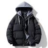 Herren-Kapuzenjacke im Fake-Zweiteiler-Look, Herbst und Winter, verdickt, warm, gefüttert