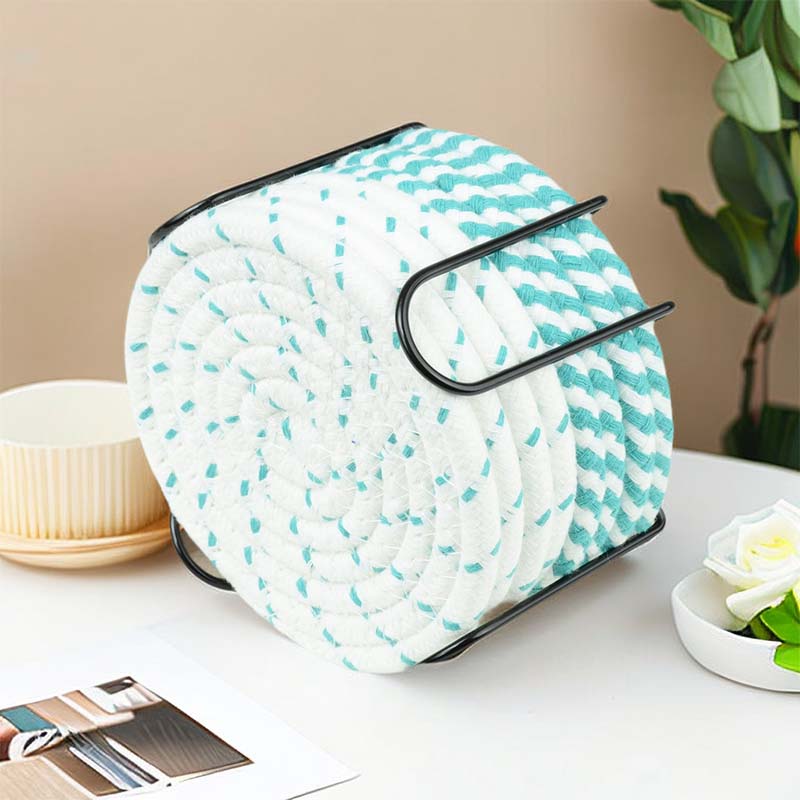 8-teiliges gewebtes Untersetzer-Set, Kaffeetassen-Untersetzer mit Halter, hochtemperaturbeständige Tassenuntersetzer, saugfähige Untersetzer für Kaffee und Tee