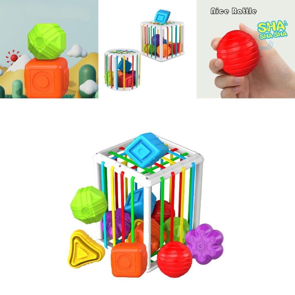 Montessori Rainbow Shape Blocks Sorting Game For Baby's Motor Skill Development