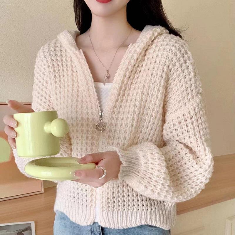 

Новый теплый свитер с высоким воротом, ретро, крупной вязки, с лацканами, ленивый, свободный, с темпераментом, на молнии, куртка-свитер, женский one size fits all белый