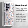 Amazon Popular Magnetic Suction Transparent Samsung Mobile Phone Case S25 Floral Mobile Phone Case S22Plus Anti-drop Hard Case