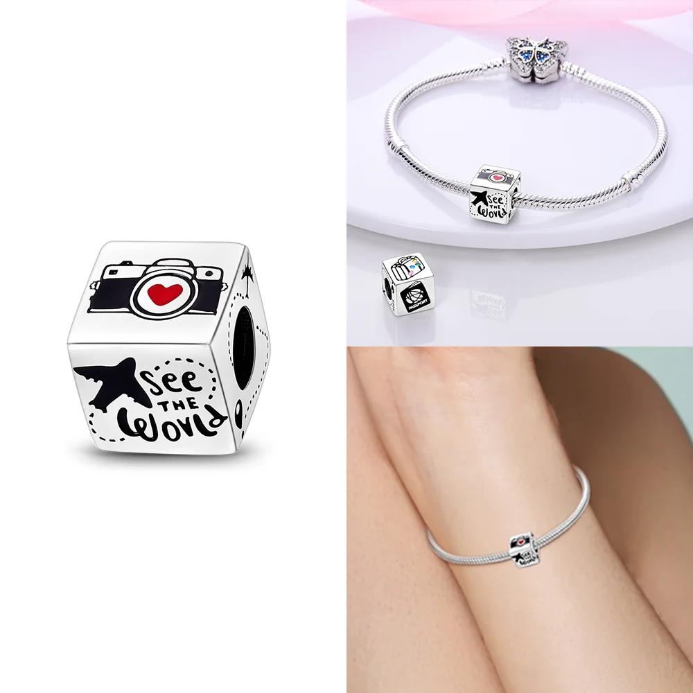 Charm Original Copper Paris Tower Pyramid Travel Country Flag Fit Bracelet Necklace Beads Pendant Women Diy Jewelry Gift