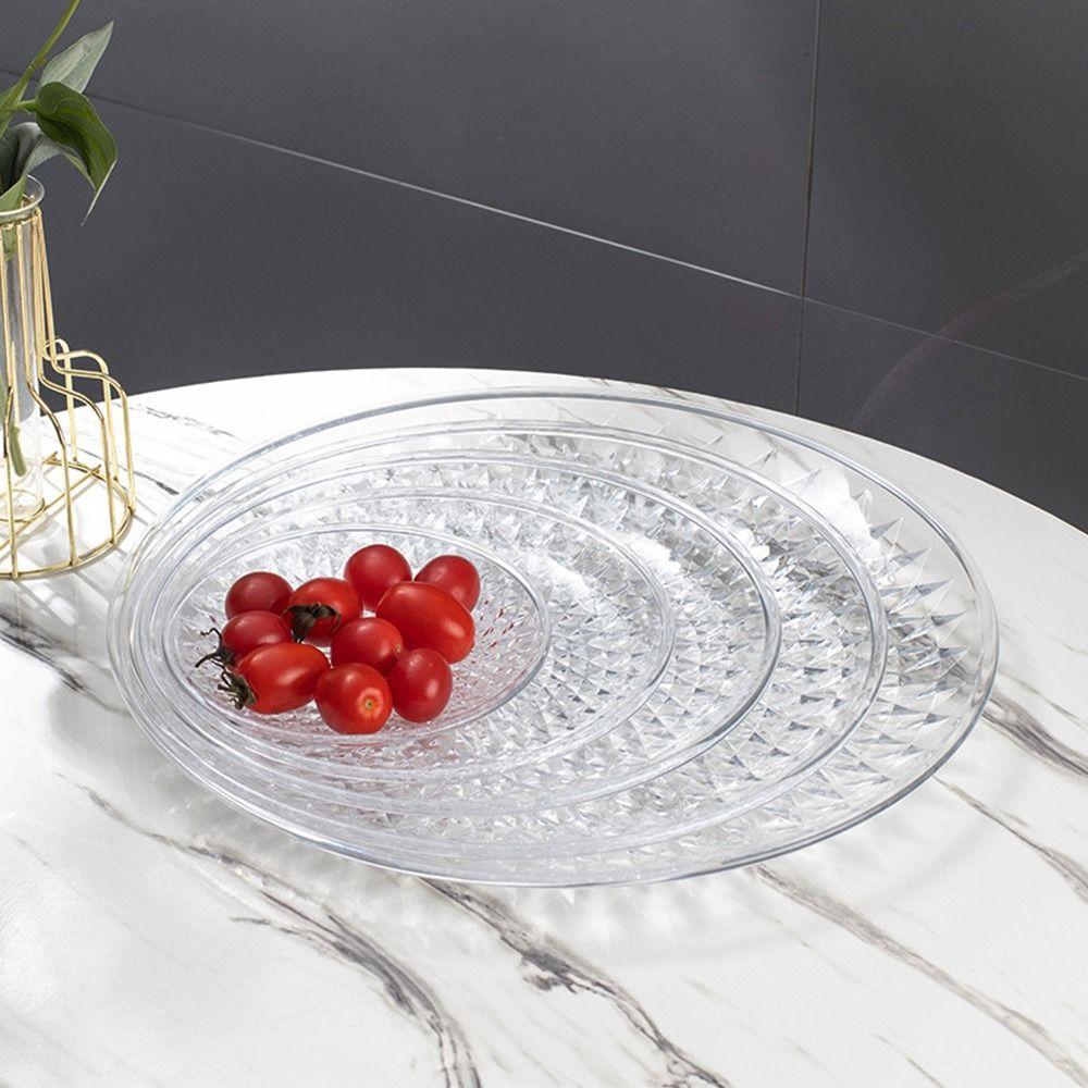 Round Fruit Plate Acrylic Cupcake Display Kitchen Supplies Dinner Plate