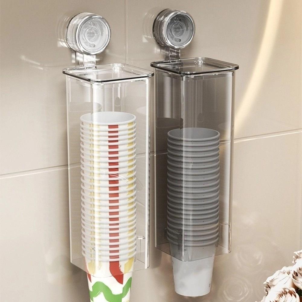 Clear Design Disposable Cup Dispenser Suction Cup Cup Picker Paper Cup Storage Rack  for Kitchen